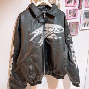 Black Graphic Bomber Jacket